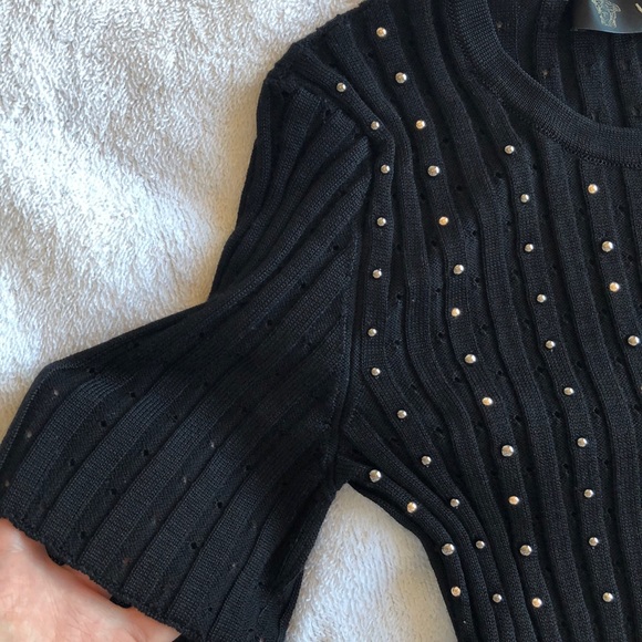 Versace Ribbed Knit Top with Studs Size EU 38 / 160 Authentic - Picture 10 of 16